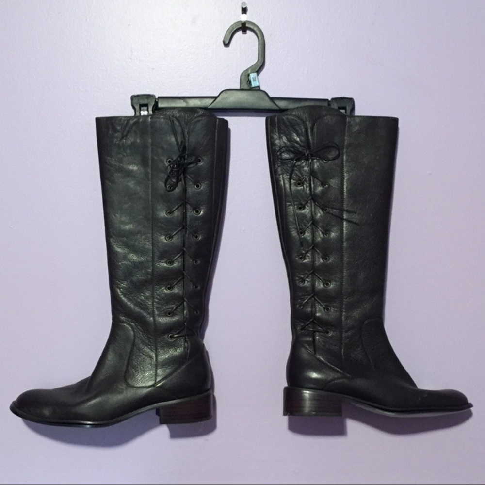 Angie Black Leather Boots